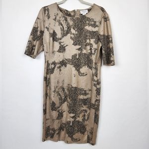 Carmen Marc Valvo Dress Snake Print 3/4 Sleeve Size Medium